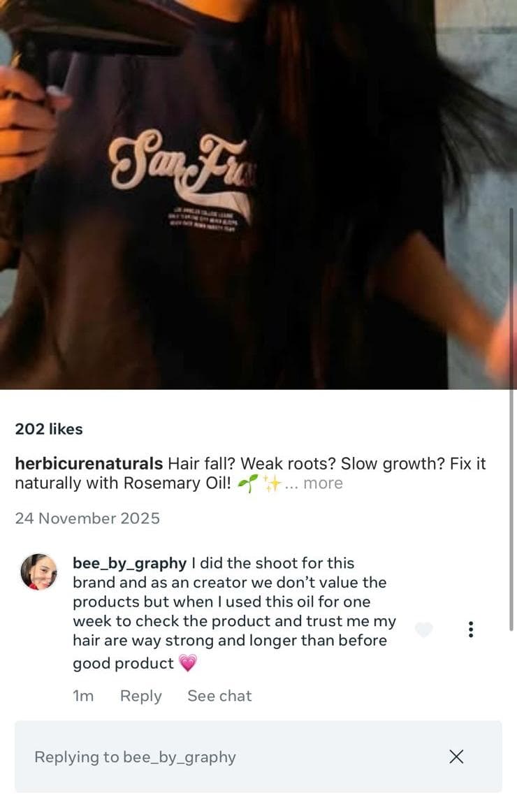 Customer review on WhatsApp
