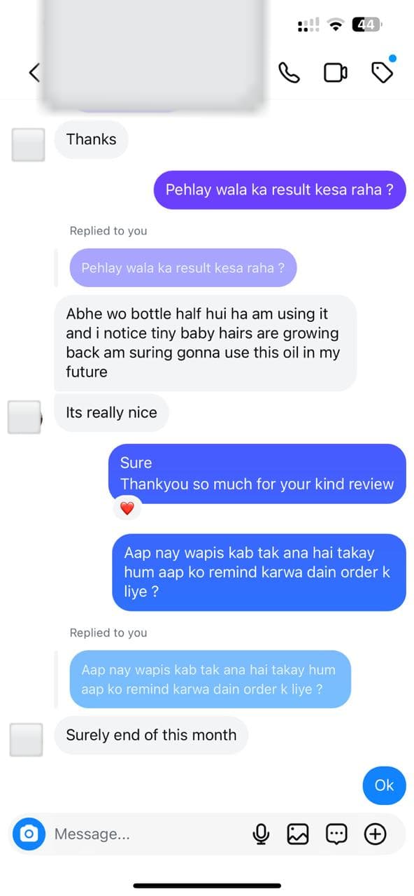 Customer review on WhatsApp