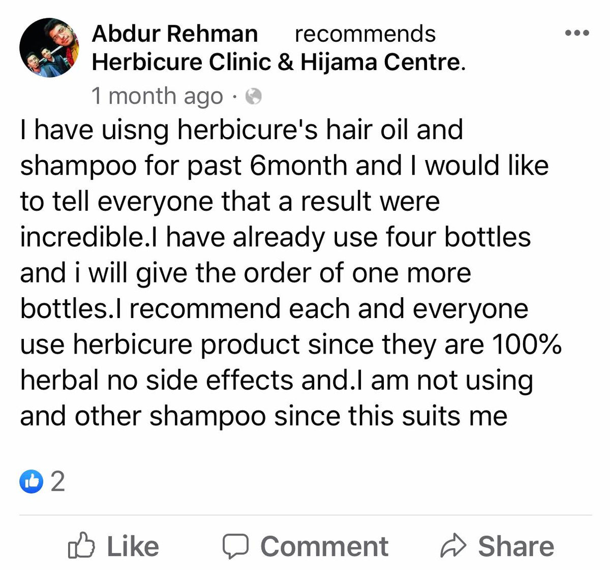 Customer review on WhatsApp
