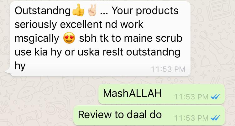Customer review on WhatsApp
